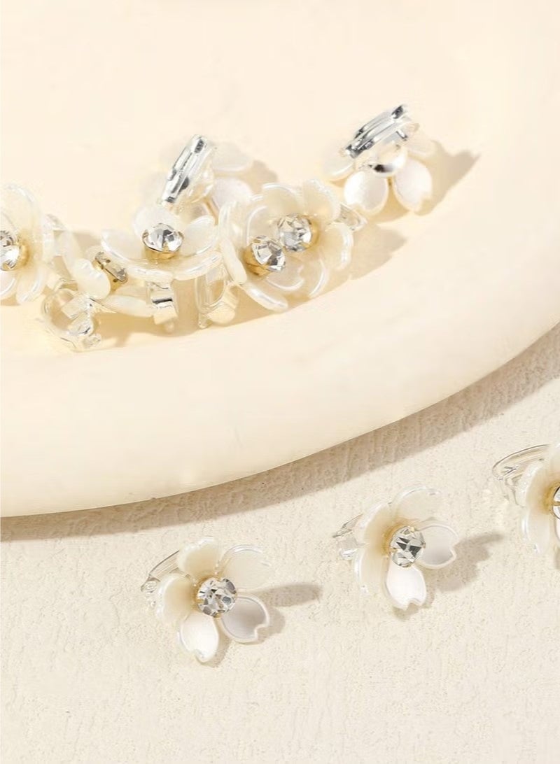 20-Piecs White Flowers with Drill Clips Cute Hair Clips Suitable for women and girls - Image 4